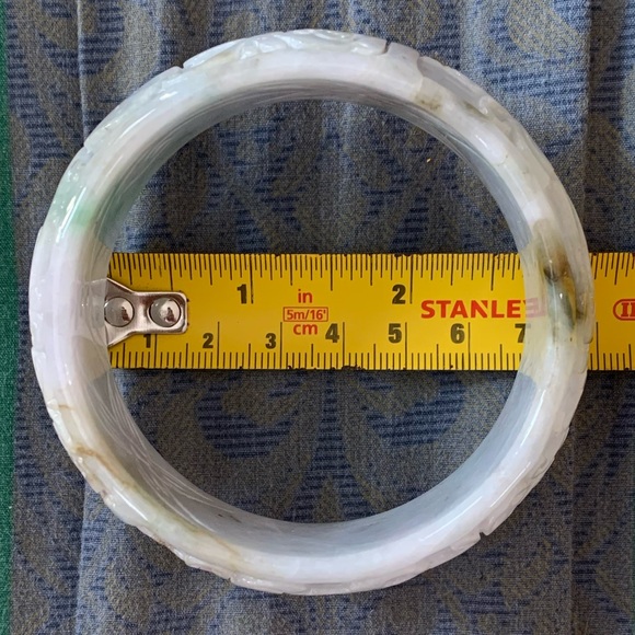 Antique Jade Burma Dynasty Ancient Carvings Bangle - Picture 8 of 8